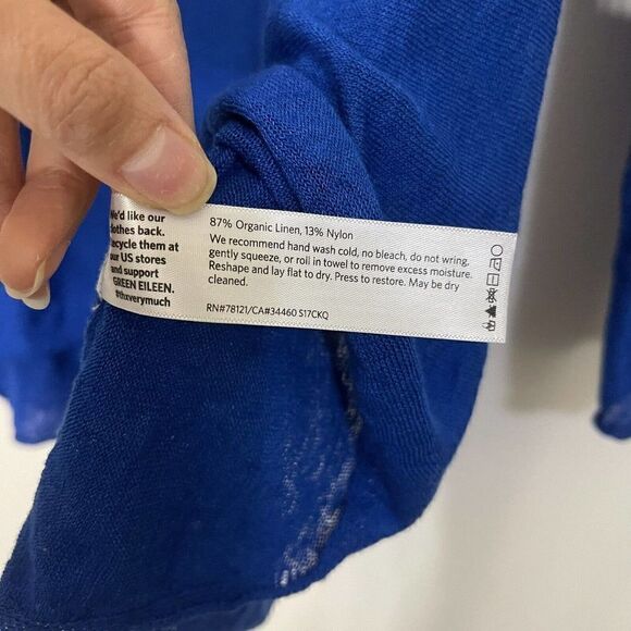 EILEEN FISHER blue lightweight linen blend pullover sweater size small - Picture 7 of 7
